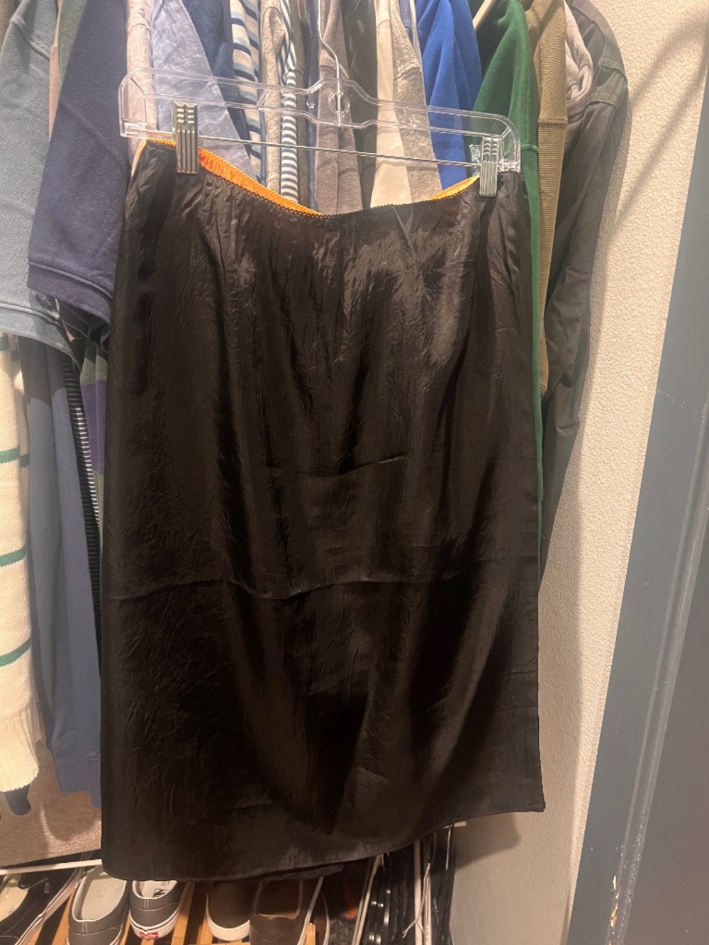 Tibi black slip skirt